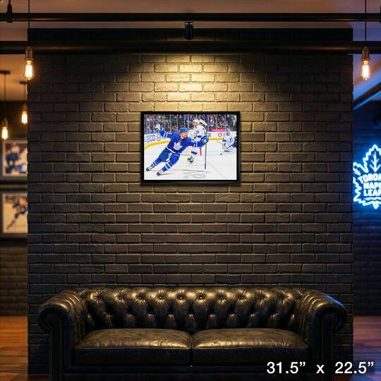 Auston Matthews Toronto Maple Leafs Framed 20" x 29" Celebration Canvas 31.5" x 22.5"